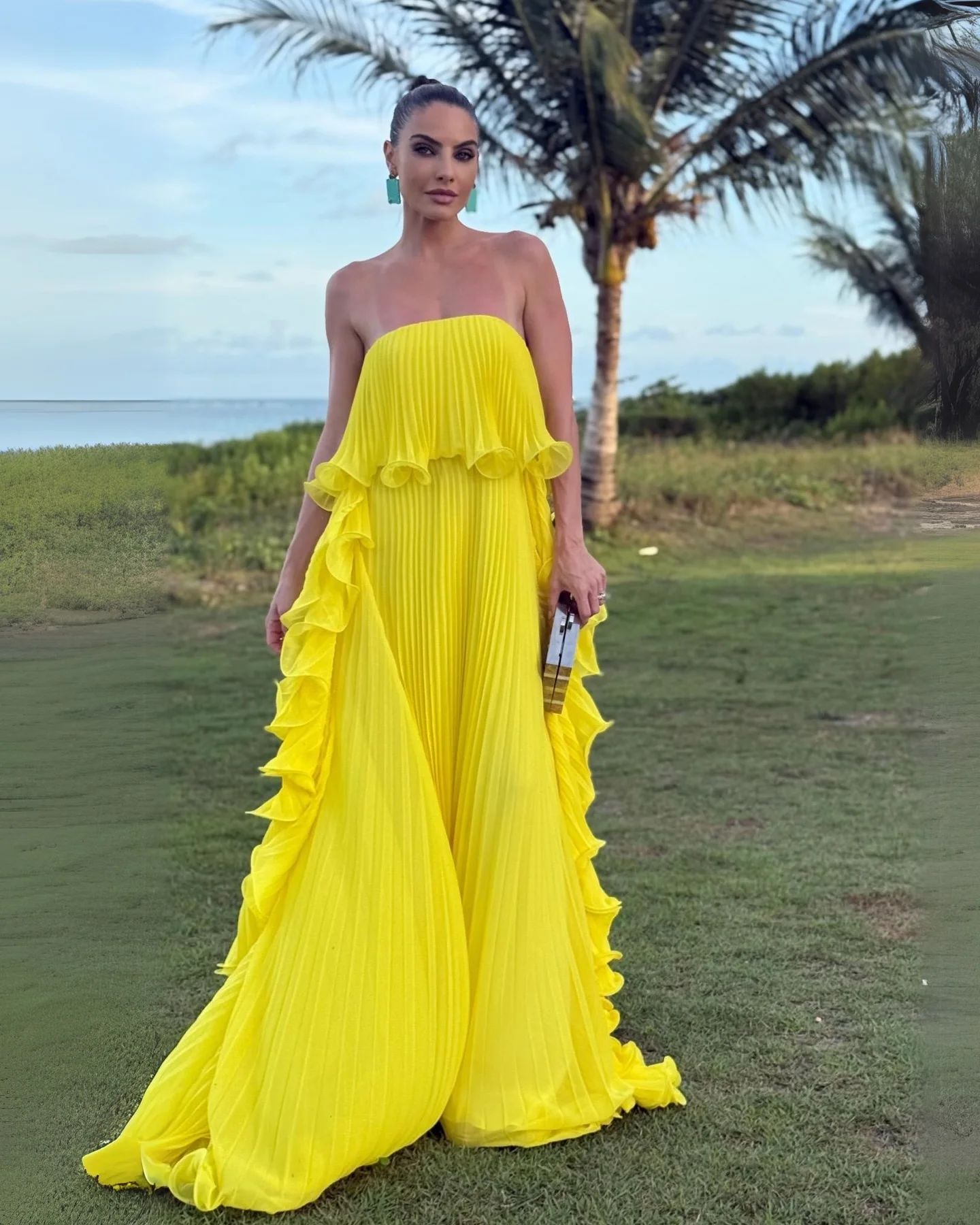 Elegant Women's Strapless Ruffles Long Dress Off Shoulder Pleated Maxi Dresses Evening Wedding Guest Party Gown Beach Vacation