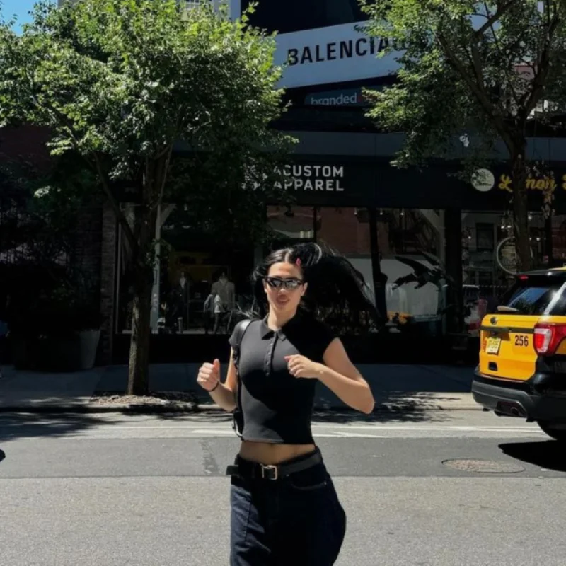 Tank Polo Collar Short-Sleeve T-Shirt, Slim-Fit Waist-Cinching Style, Slimming Hot Girl Style Short Top, High-Elastic Slim-Fit Waist-Cinching Polo Shirt, Hot Girl Style for Layering or Wearing Alone