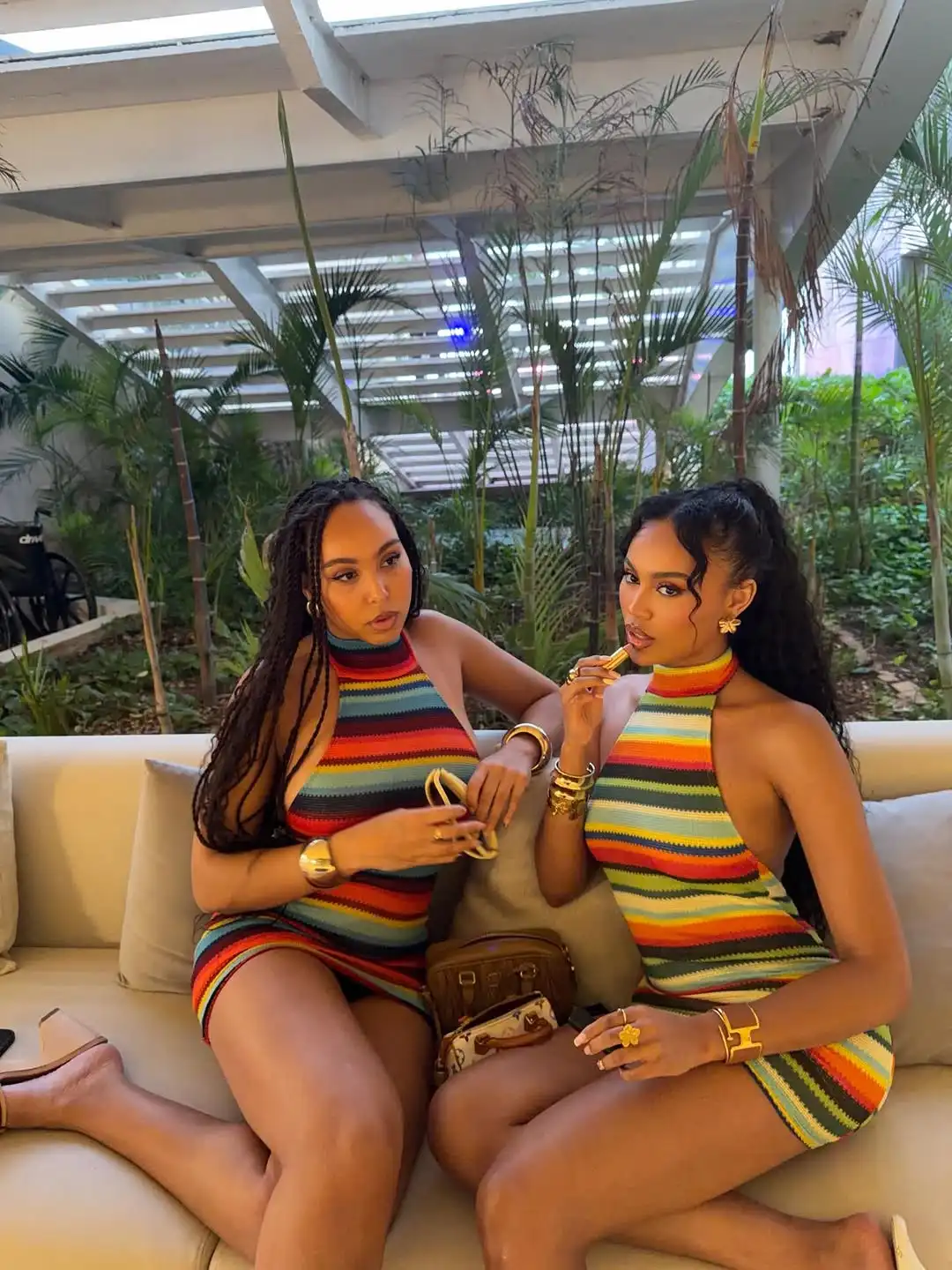 Cryptographic Striped Knit Halter Mini Dress Colorful Contrast Sleeveless Backless Summer Casual Clubwear Bodycon Short Dresses