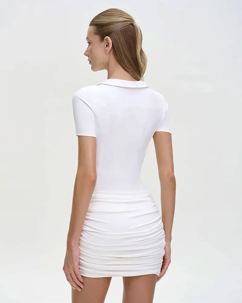 GACVGA Short Sleeve Zipper Sports Bodysuit Women Rompers Summer Casual Draped Ruched Slim Fit Fitness Bodysuits Female