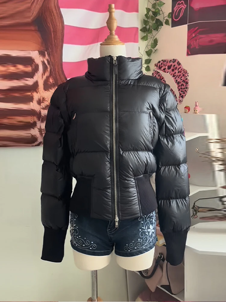 Y2K Retro Slim Women's Autumn and Winter Title Seamed Cotton Jacket Faux Fur Collar Long Sleeve Jacket 2025 New Jacket