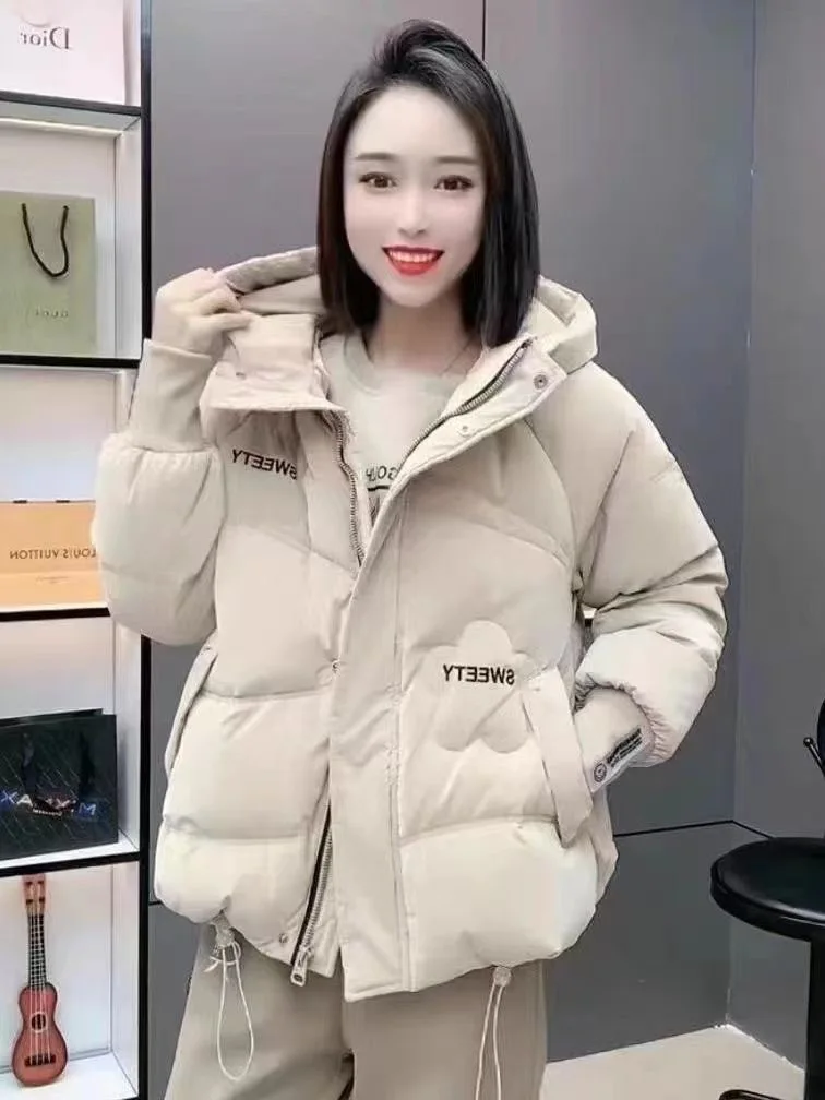 Autumn Winter Women Warm Puffer Parkas 2025 New Long Sleeve  Casual Hooded Short  Down Cotton Padded Jacket Female Outwear