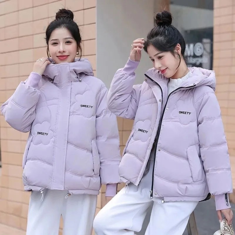 Autumn Winter Women Warm Puffer Parkas 2025 New Long Sleeve  Casual Hooded Short  Down Cotton Padded Jacket Female Outwear