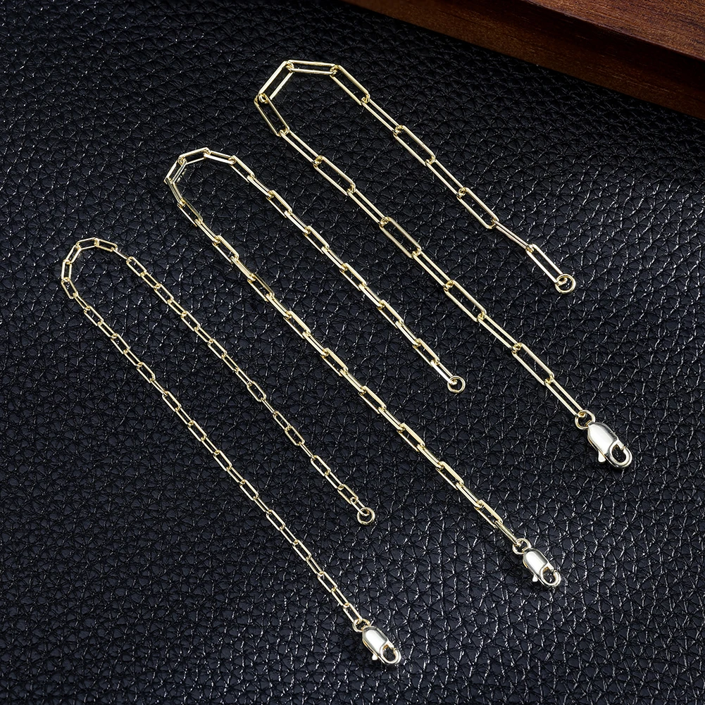 Rinntin Genuine 925 Sterling Silver Italian Paperclip Link Chain Bracelet for Women Trendy Silver Hand Bracelet Jewelry SB218