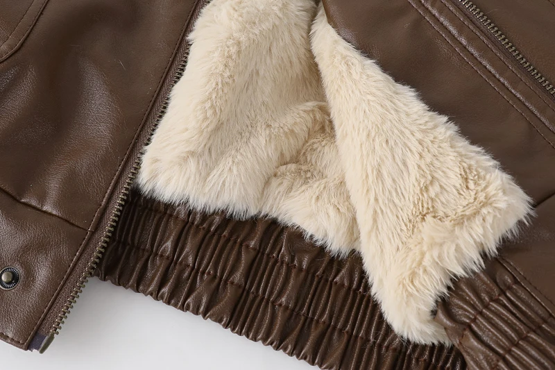 Winter Women's Fur Leather Jacket Long Sleeved Loose Warm Lamb Wool Vintage Thickened Locomotive Lapel Female PU Motorcycle Coat