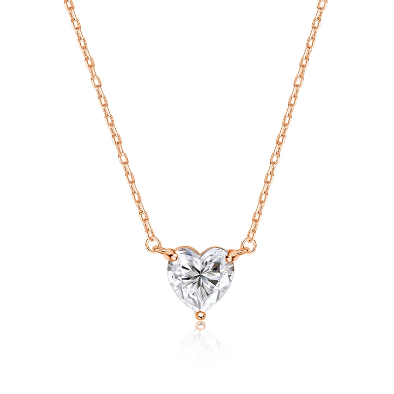 Smyoue 1CT 2CT 3CT Heart Cut Certified Moissanite Necklace for Women 18k Gold Plated Jewelry Sterling Silver S925 Pendant Chain