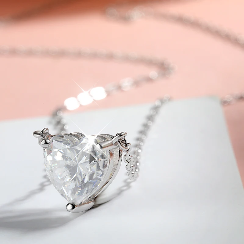 Smyoue 1CT 2CT 3CT Heart Cut Certified Moissanite Necklace for Women 18k Gold Plated Jewelry Sterling Silver S925 Pendant Chain