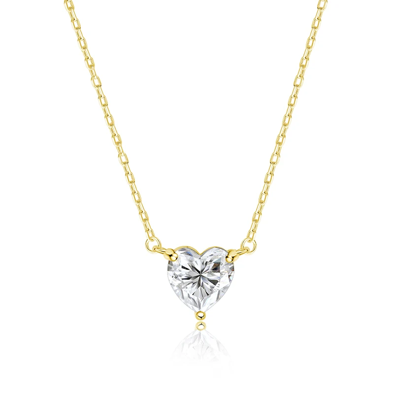 Smyoue 1CT 2CT 3CT Heart Cut Certified Moissanite Necklace for Women 18k Gold Plated Jewelry Sterling Silver S925 Pendant Chain