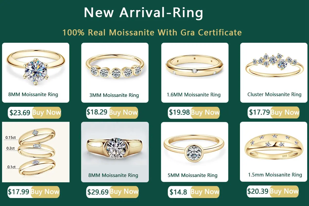 Lnngy Certified 0.5CT Bezel Moissanite Ring 925 Sterling Silver Solitaire Engagement Rings for Couple Wedding Jewelry Gift