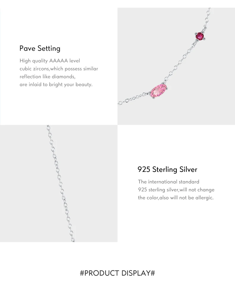 MODIAN 925 Sterling Silver Rainbow Colorful Zirconia Pendant Necklace Shiny Geometric Chain Neck For Women Party Jewelry Gift