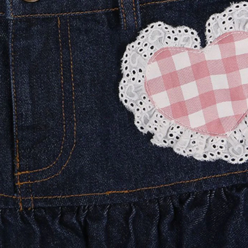 Japanese Sweet Lolita Mini Skirts Ball Gown Women Harajuku Cute Denim Skirt Preppy Style Girls High Waist Kawaii Lace Cake Skirt