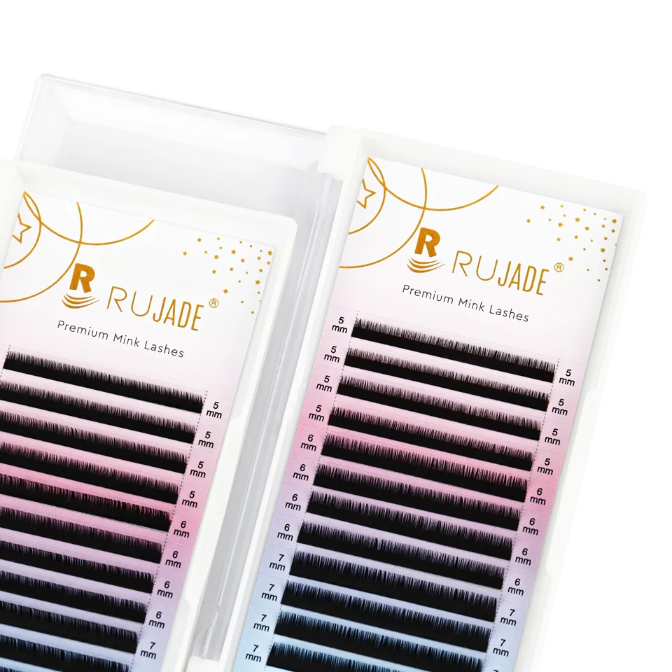 RUJADE 5 Trays 5-25mm Volume Individual Eyelash Extension Matte Black 0.03 0.05 0.07 Cashmere Lash Tray Supplies Soft Silk Lash