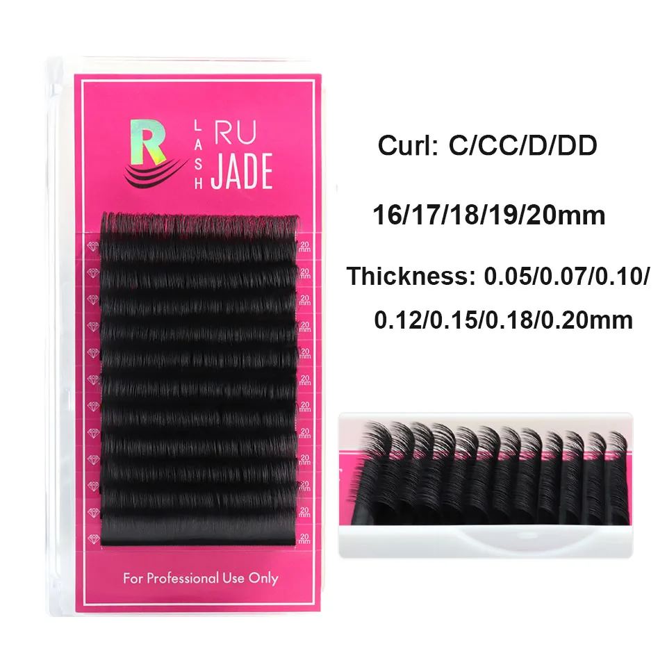 RUJADE 5 Trays 5-25mm Volume Individual Eyelash Extension Matte Black 0.03 0.05 0.07 Cashmere Lash Tray Supplies Soft Silk Lash