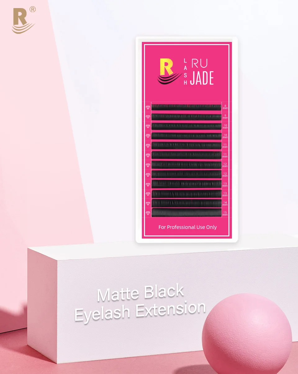 RUJADE 5 Trays 5-25mm Volume Individual Eyelash Extension Matte Black 0.03 0.05 0.07 Cashmere Lash Tray Supplies Soft Silk Lash
