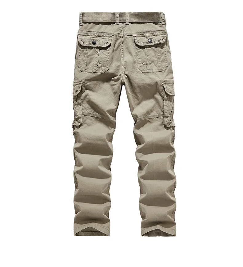 2026 Men's Cargo Pants Straight Leg Cotton Stretch Tactical Trouser Male Military Outdoor Camping Fishing Casual Work Wear Khaki