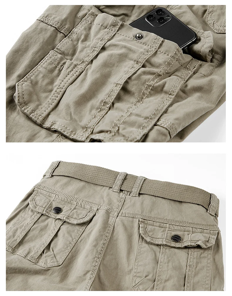 2026 Men's Cargo Pants Straight Leg Cotton Stretch Tactical Trouser Male Military Outdoor Camping Fishing Casual Work Wear Khaki