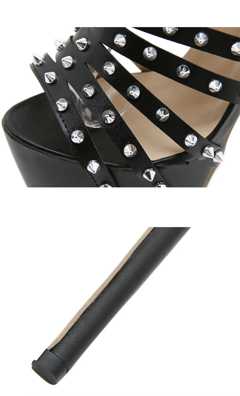 2026 New Summer Platform High Heels Sandals Women Sexy Peep Toe Pumps Fashion Rivet Decoration Ladies Party Pole Dance Shoes