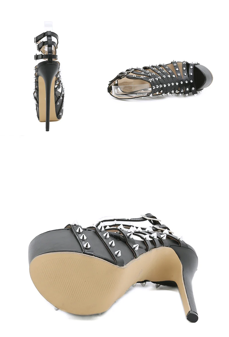2026 New Summer Platform High Heels Sandals Women Sexy Peep Toe Pumps Fashion Rivet Decoration Ladies Party Pole Dance Shoes