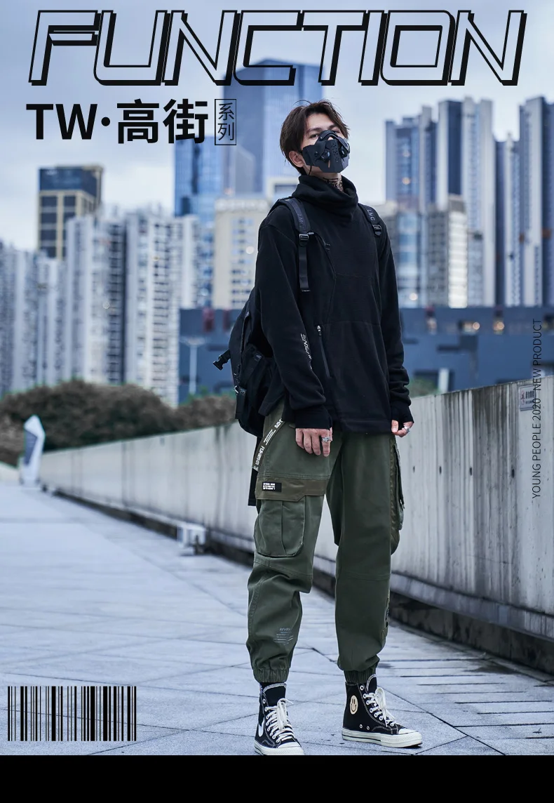 CHAIFENKO Hip Hop Cargo Pants Men Fashion Harajuku Black Harem Pant Streetwear Joggers Sweatpant Multi-Pocket Casual Mens Pants