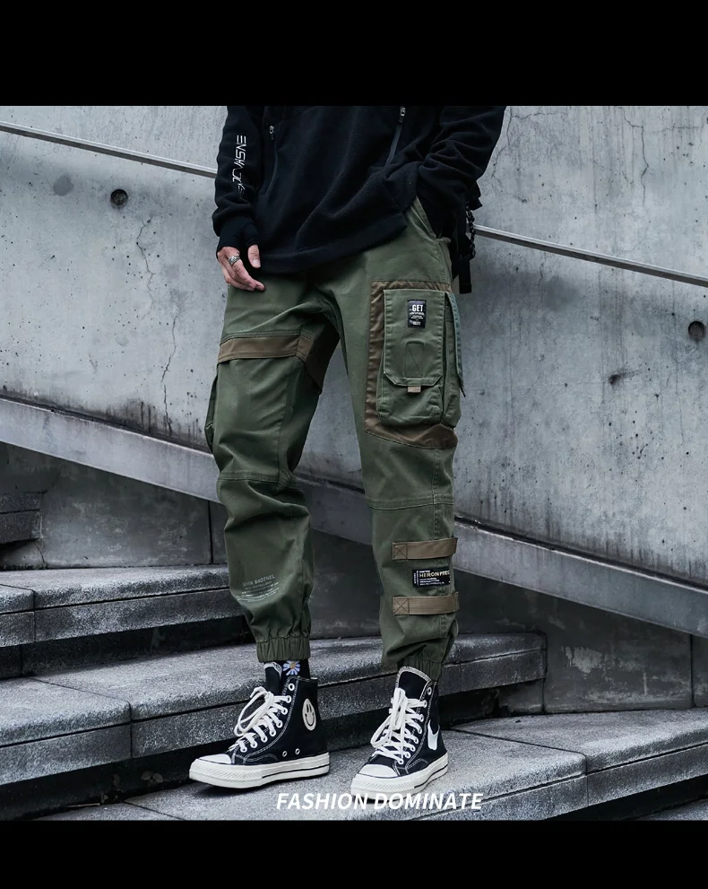 CHAIFENKO Hip Hop Cargo Pants Men Fashion Harajuku Black Harem Pant Streetwear Joggers Sweatpant Multi-Pocket Casual Mens Pants