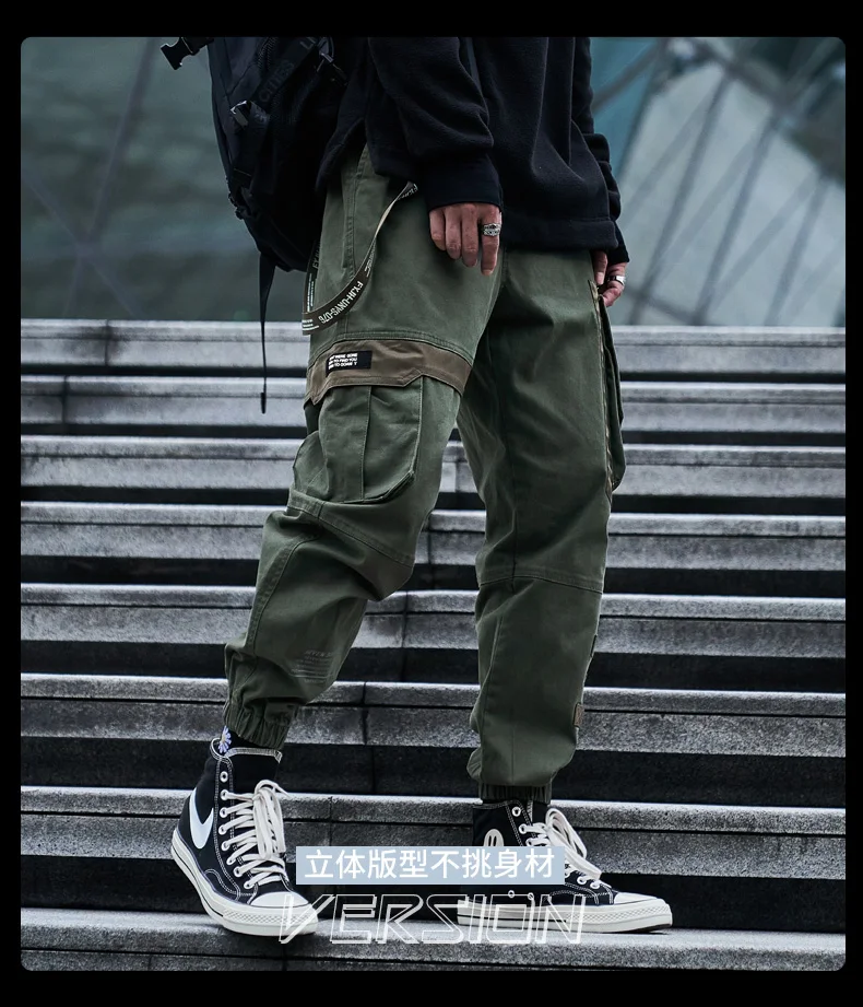 CHAIFENKO Hip Hop Cargo Pants Men Fashion Harajuku Black Harem Pant Streetwear Joggers Sweatpant Multi-Pocket Casual Mens Pants