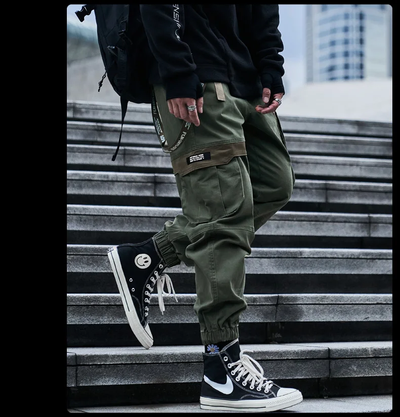 CHAIFENKO Hip Hop Cargo Pants Men Fashion Harajuku Black Harem Pant Streetwear Joggers Sweatpant Multi-Pocket Casual Mens Pants