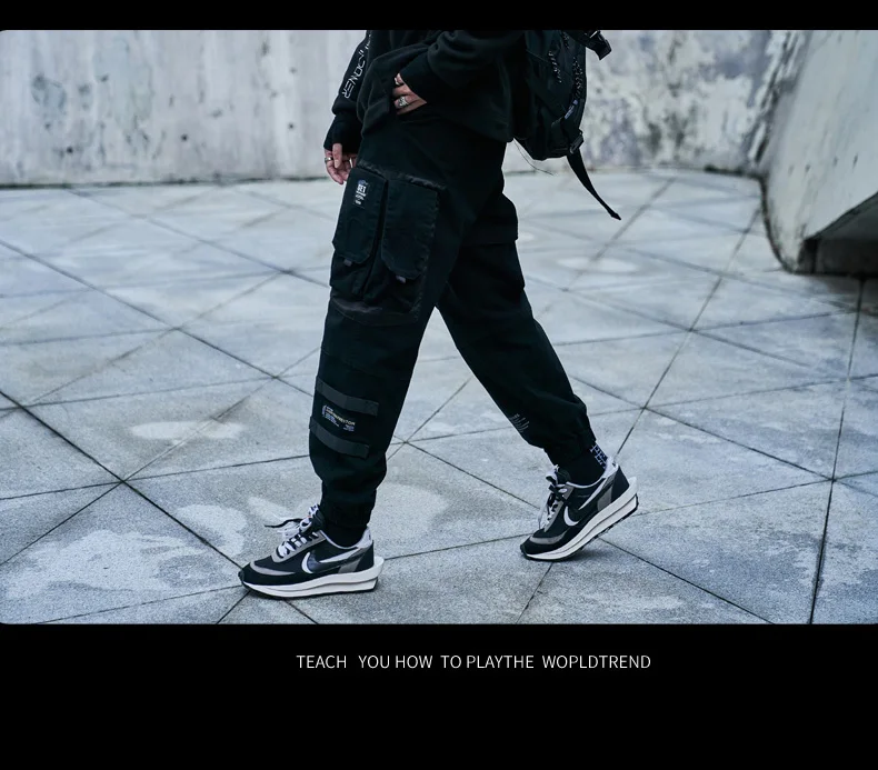 CHAIFENKO Hip Hop Cargo Pants Men Fashion Harajuku Black Harem Pant Streetwear Joggers Sweatpant Multi-Pocket Casual Mens Pants