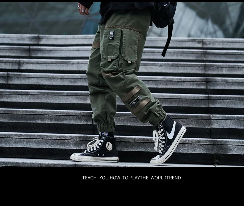 CHAIFENKO Hip Hop Cargo Pants Men Fashion Harajuku Black Harem Pant Streetwear Joggers Sweatpant Multi-Pocket Casual Mens Pants