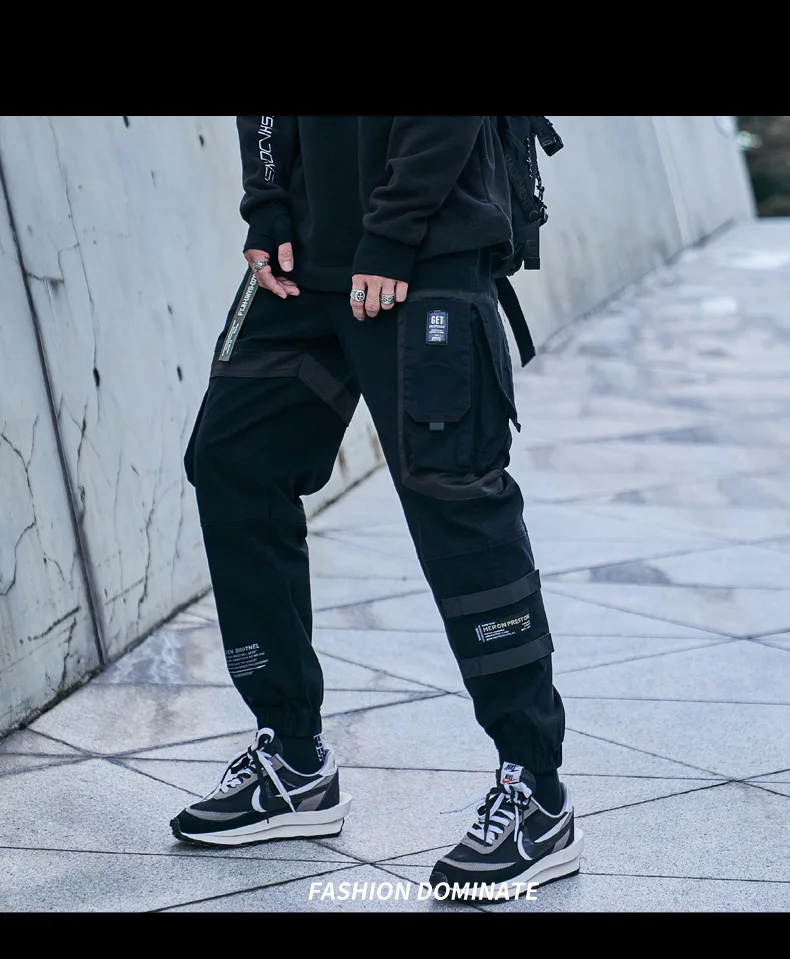 CHAIFENKO Hip Hop Cargo Pants Men Fashion Harajuku Black Harem Pant Streetwear Joggers Sweatpant Multi-Pocket Casual Mens Pants