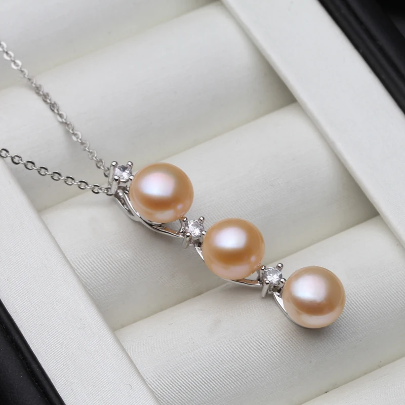 Genuine Fresh Water Natural Black Pearl Pendant Woman, Elegant 925 Silver Pearl Pendant Wife Mother Gift White Grey Wife Mother