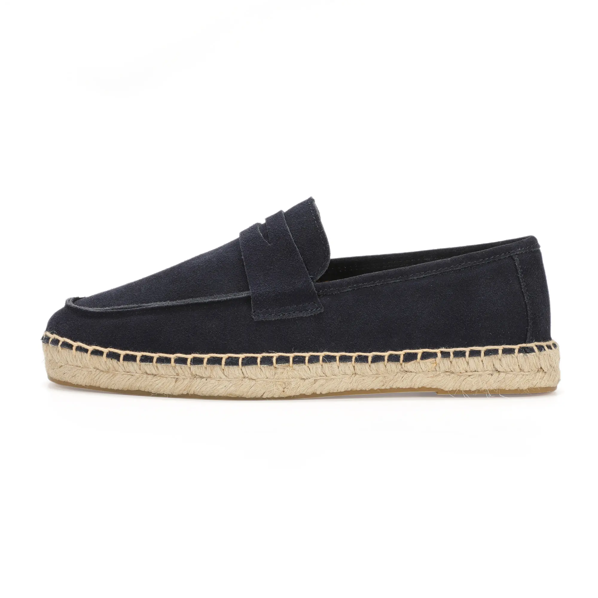 Men's Jute Espadrilles Slip on Loafers Cow Suede Leather Casual Shoes