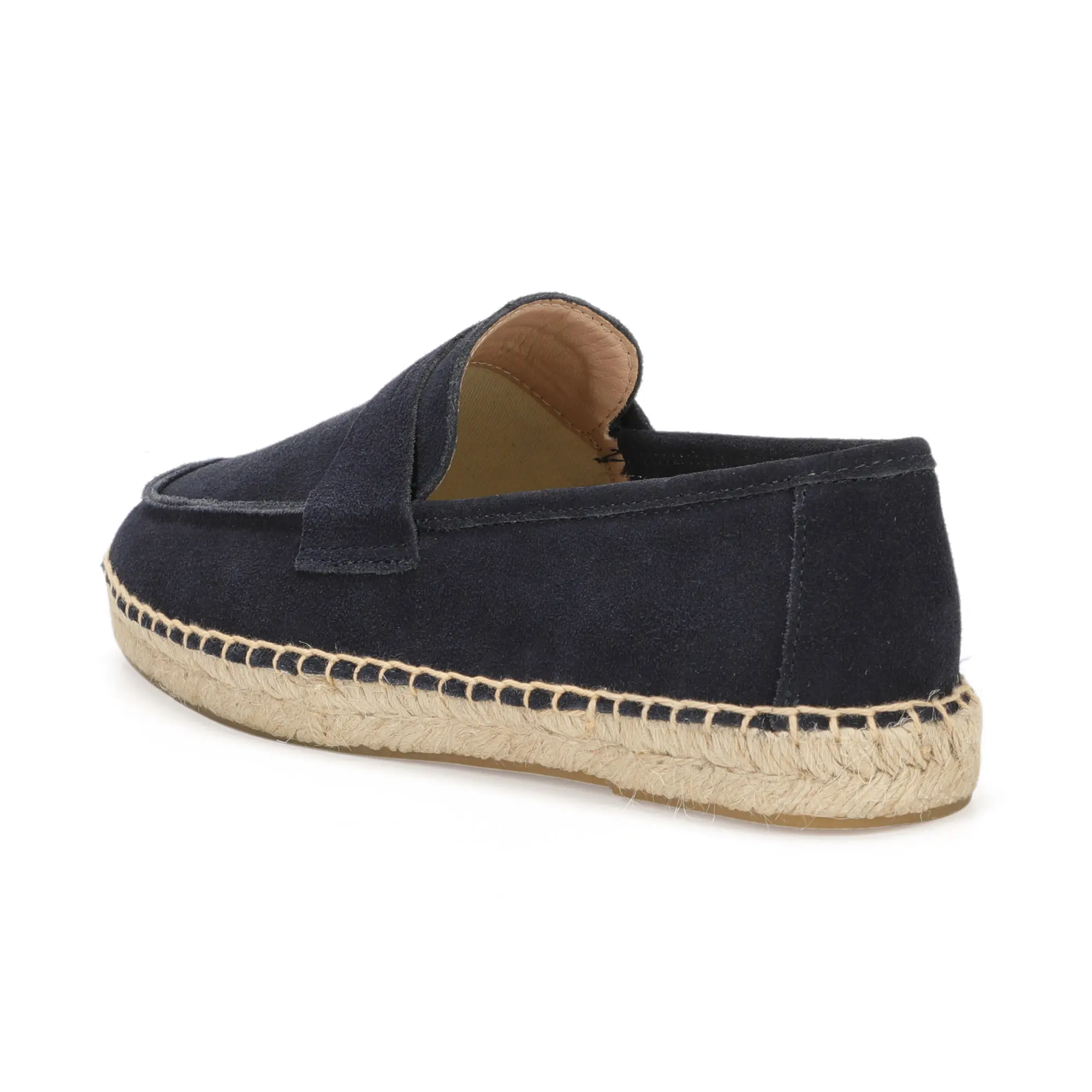 Men's Jute Espadrilles Slip on Loafers Cow Suede Leather Casual Shoes