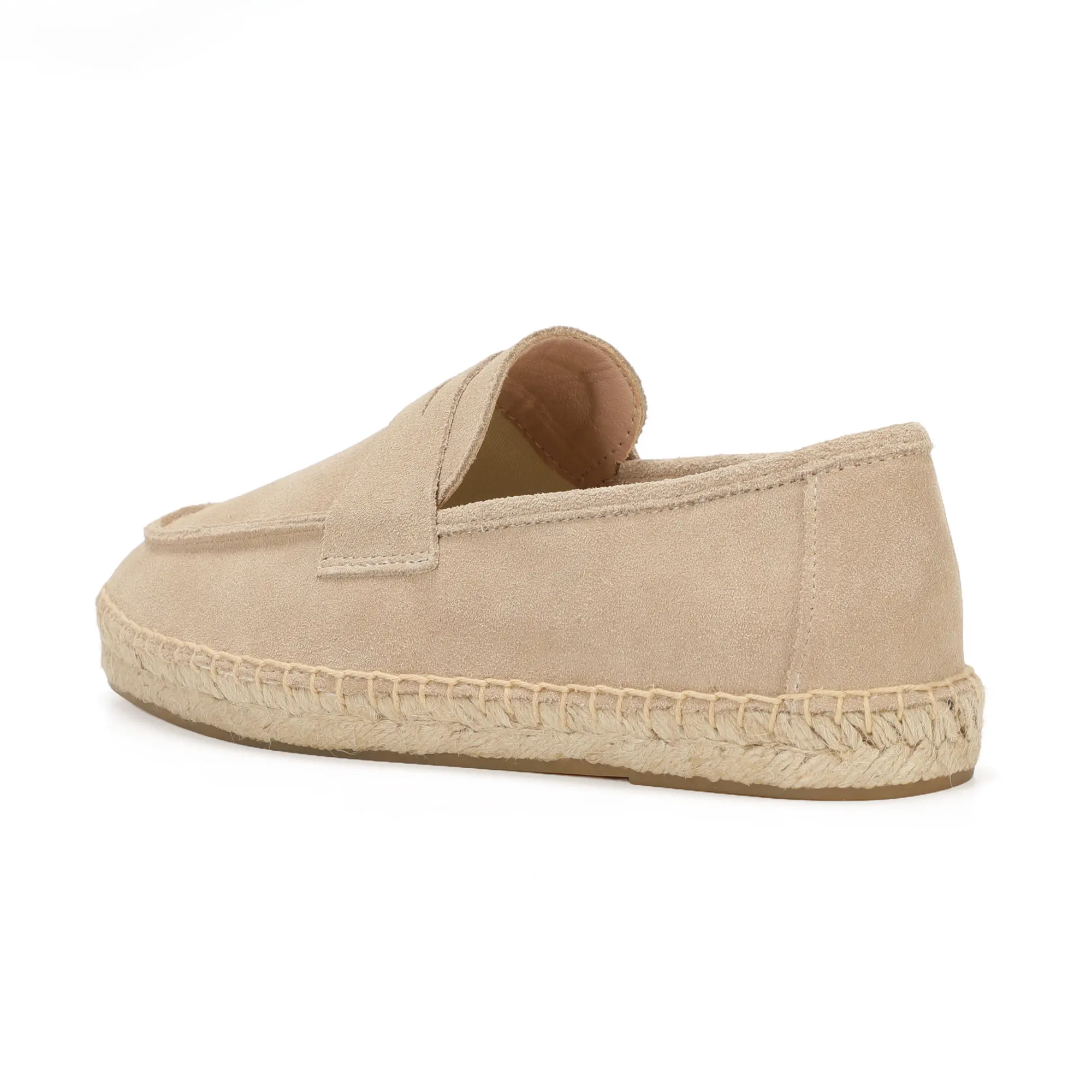 Men's Jute Espadrilles Slip on Loafers Cow Suede Leather Casual Shoes