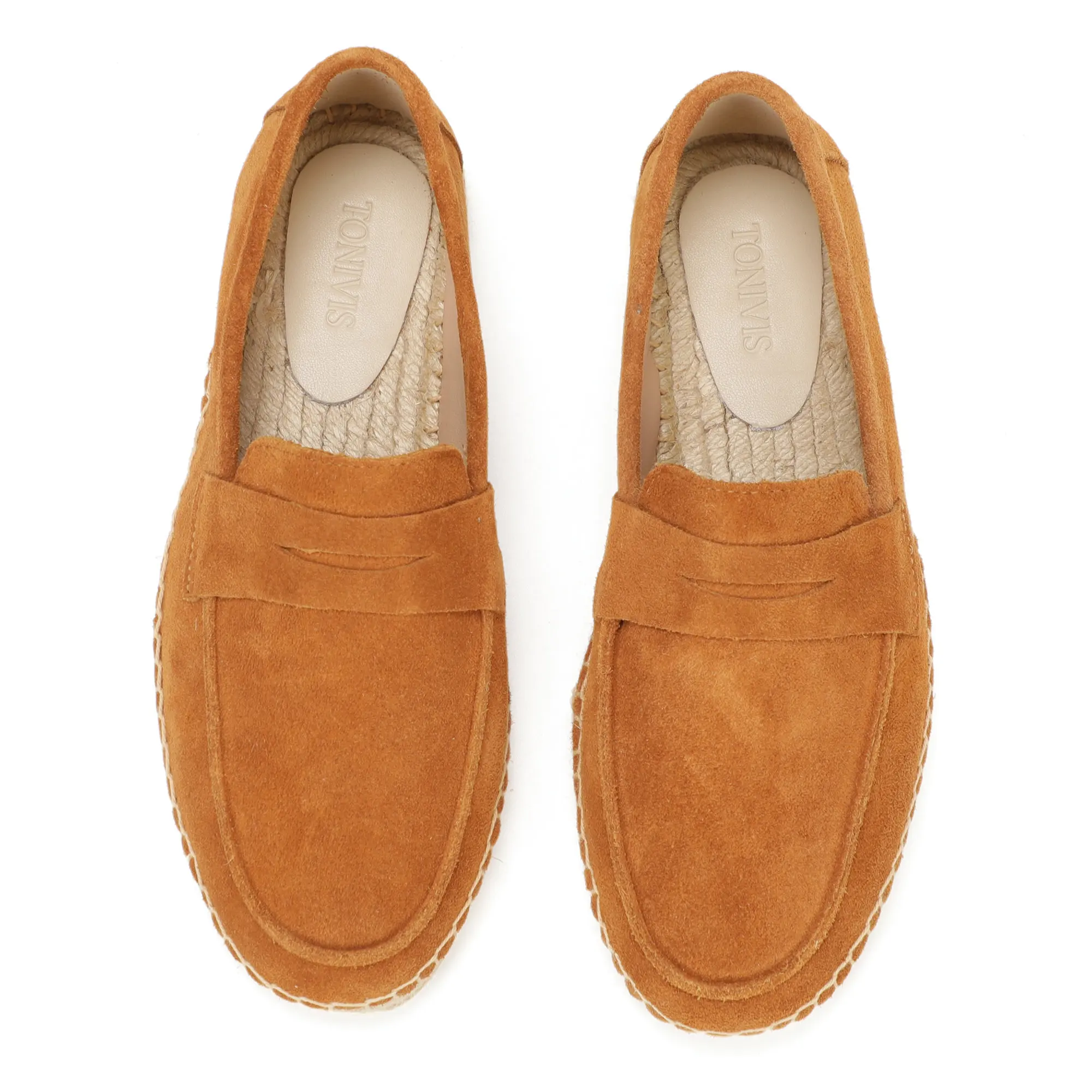 Men's Jute Espadrilles Slip on Loafers Cow Suede Leather Casual Shoes