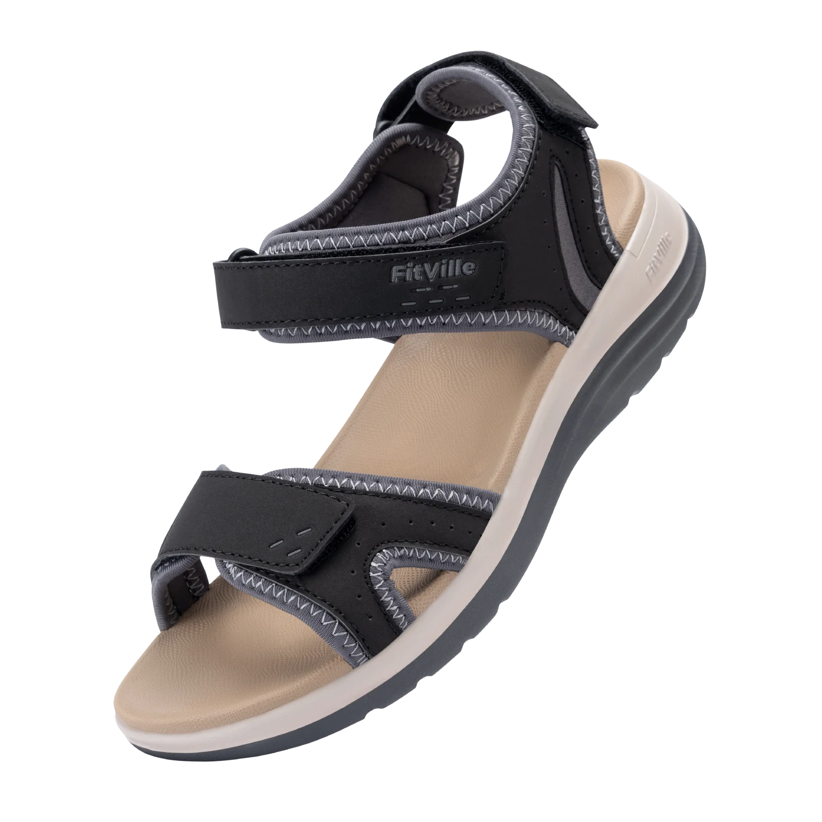 FitVille Women's Sandals Adjustable Ankle Strap for Swollen and Flat Feet Wide Arch Support Open Toe Orthopedic Sandals