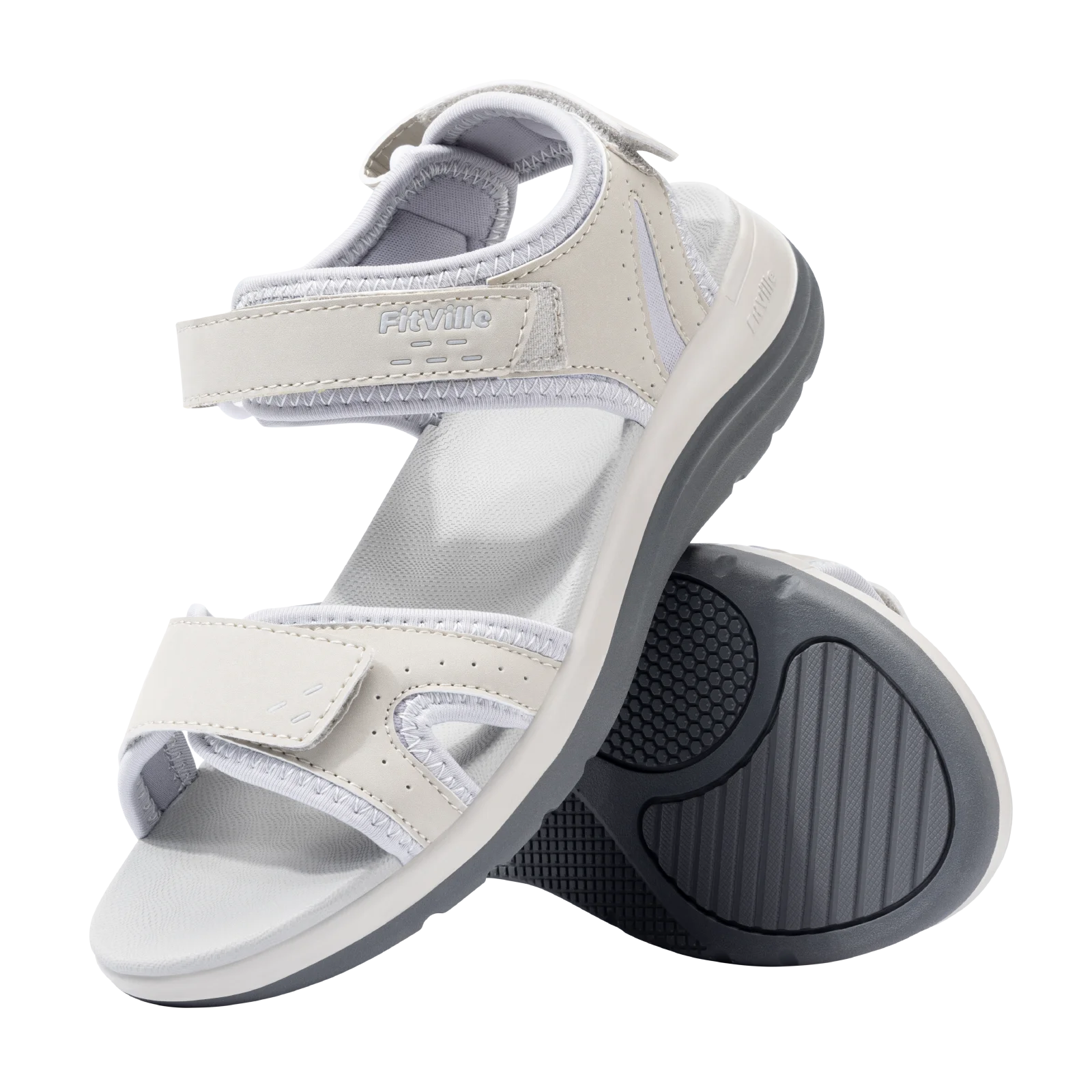 FitVille Women's Sandals Adjustable Ankle Strap for Swollen and Flat Feet Wide Arch Support Open Toe Orthopedic Sandals