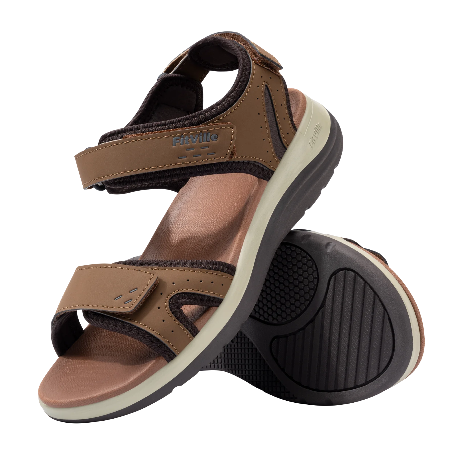 FitVille Women's Sandals Adjustable Ankle Strap for Swollen and Flat Feet Wide Arch Support Open Toe Orthopedic Sandals
