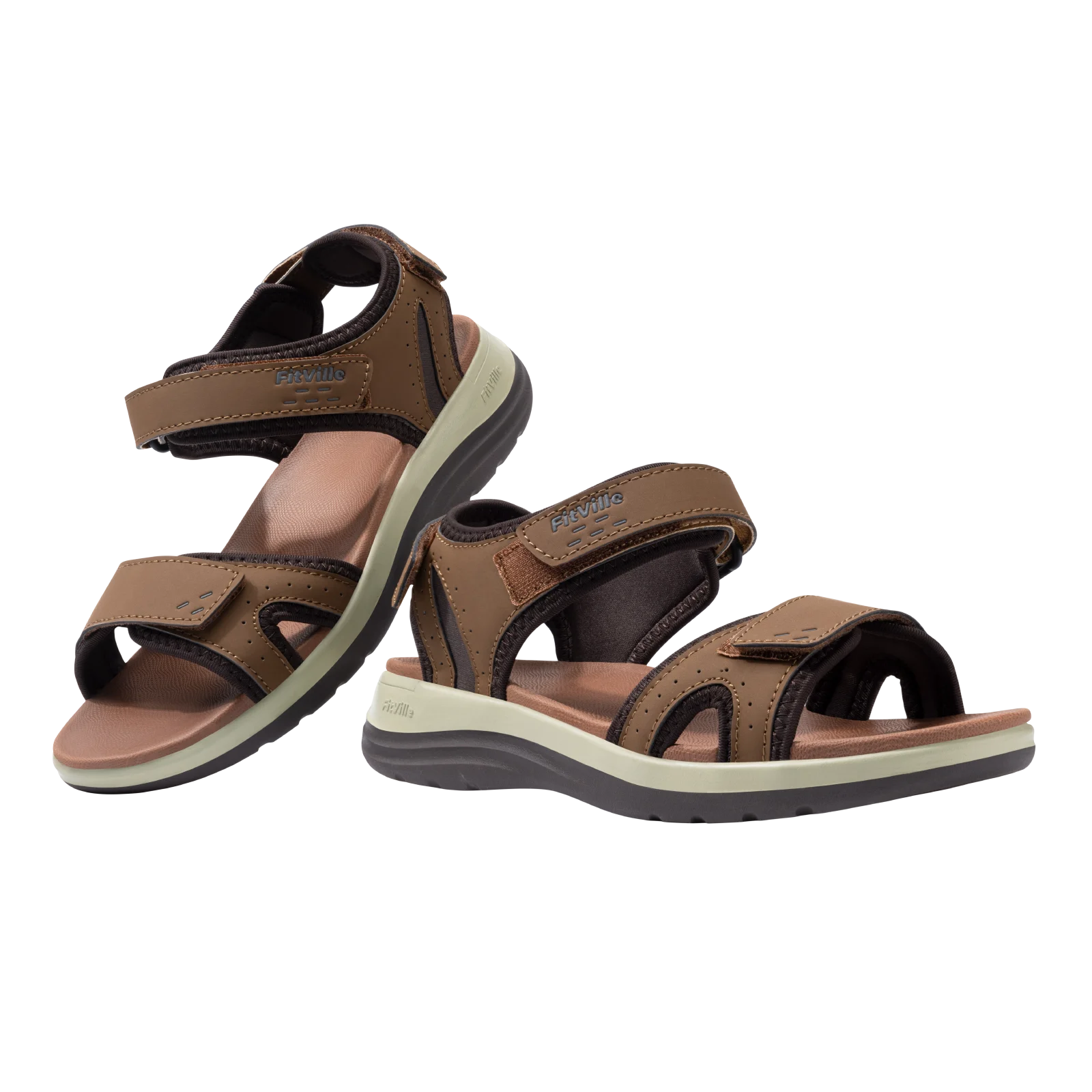 FitVille Women's Sandals Adjustable Ankle Strap for Swollen and Flat Feet Wide Arch Support Open Toe Orthopedic Sandals