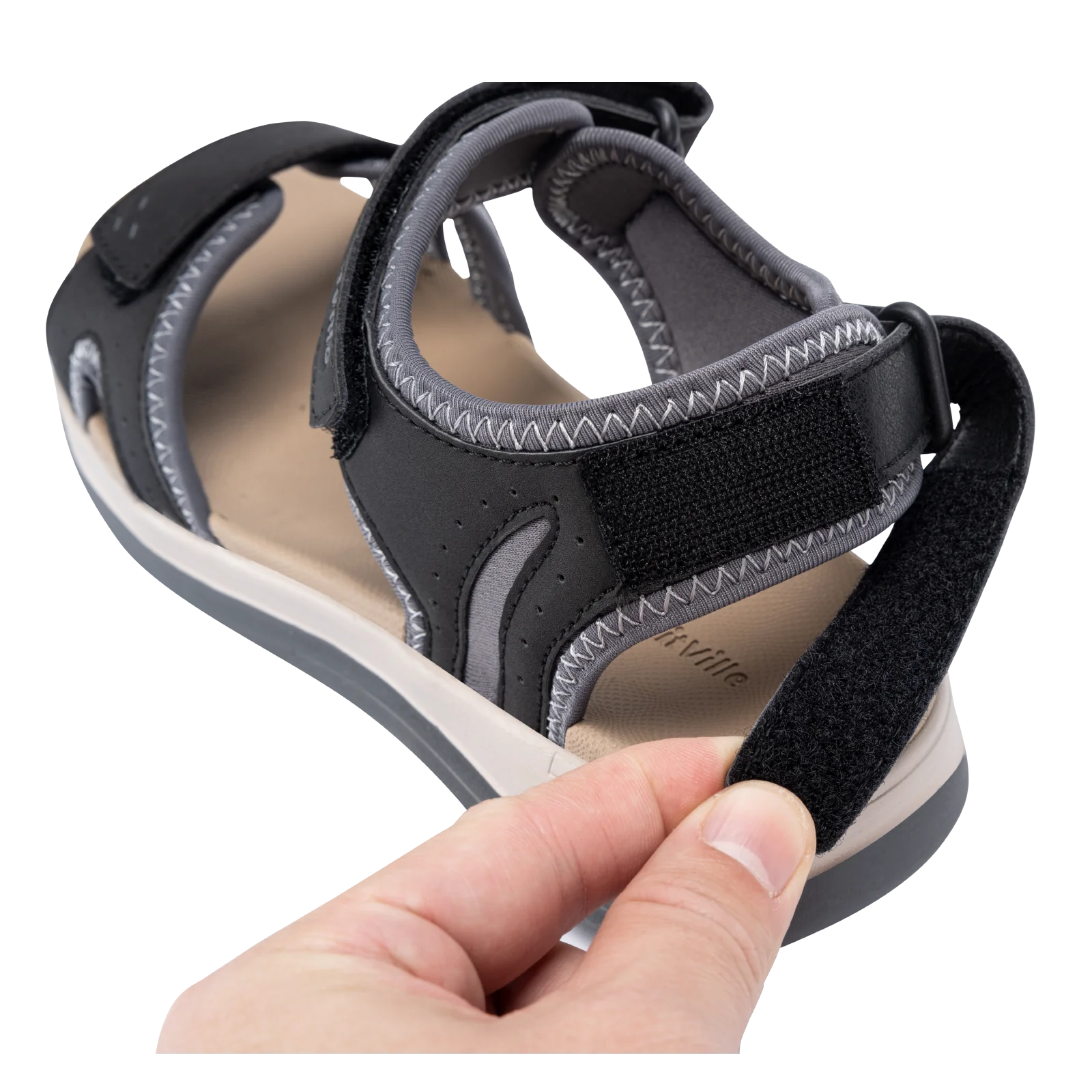 FitVille Women's Sandals Adjustable Ankle Strap for Swollen and Flat Feet Wide Arch Support Open Toe Orthopedic Sandals