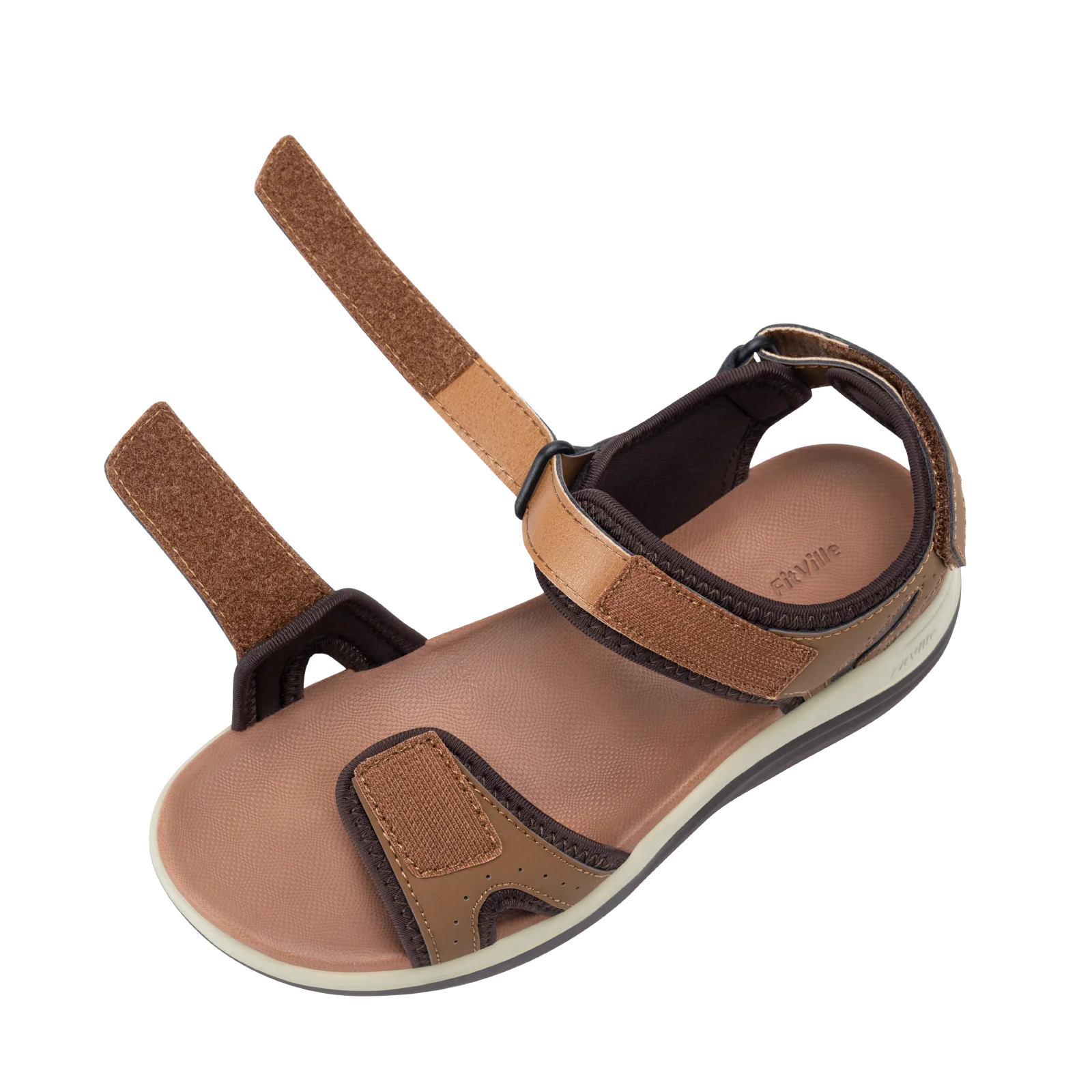 FitVille Women's Sandals Adjustable Ankle Strap for Swollen and Flat Feet Wide Arch Support Open Toe Orthopedic Sandals