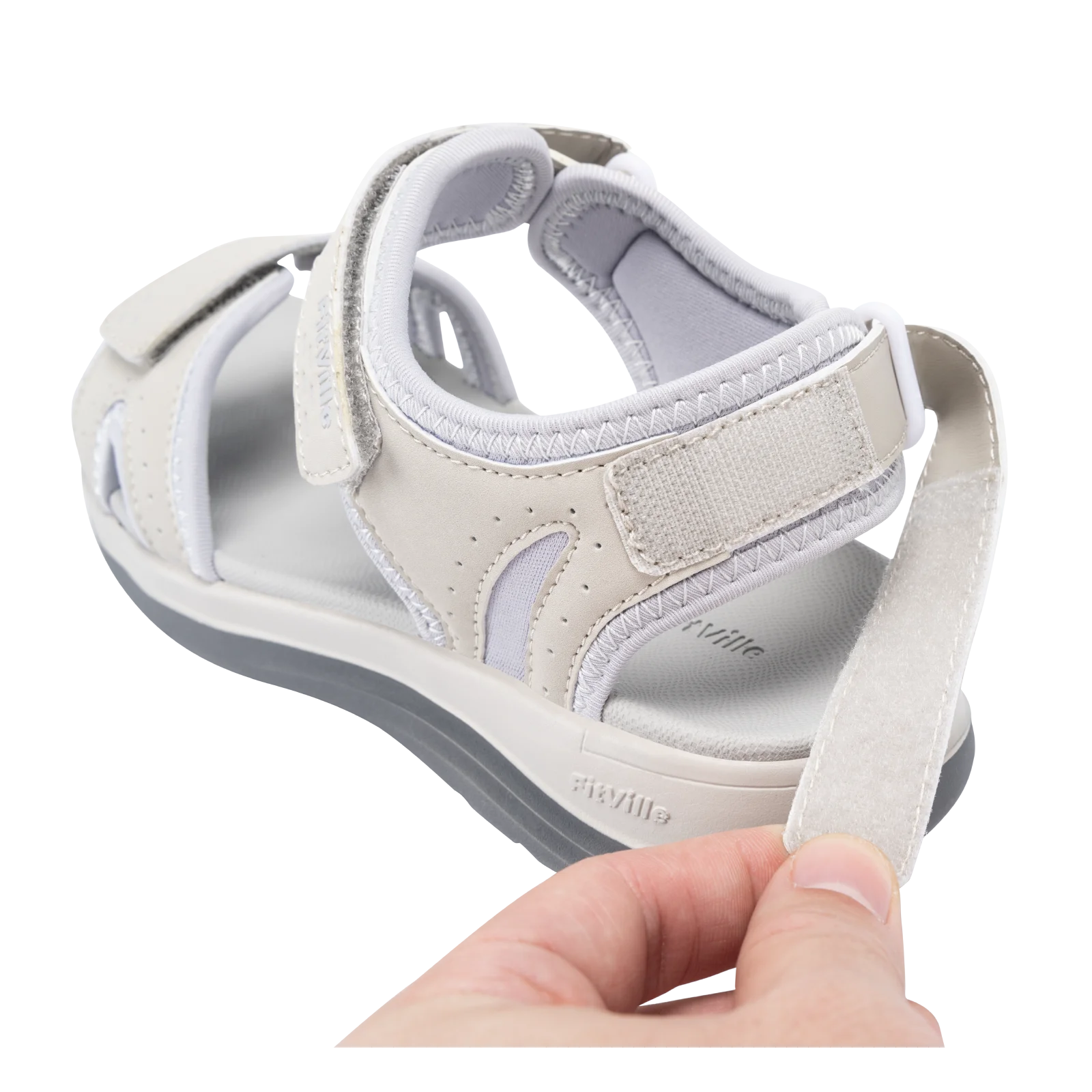 FitVille Women's Sandals Adjustable Ankle Strap for Swollen and Flat Feet Wide Arch Support Open Toe Orthopedic Sandals