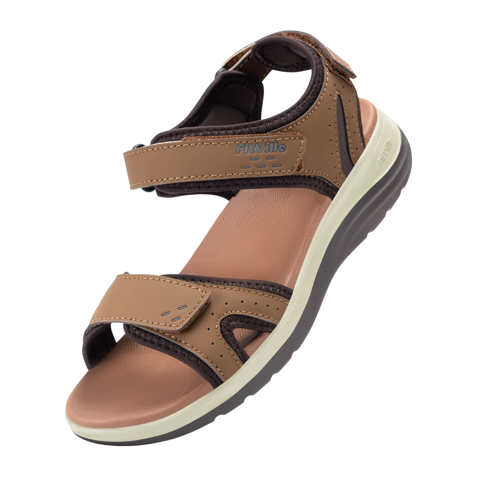 FitVille Women's Sandals Adjustable Ankle Strap for Swollen and Flat Feet Wide Arch Support Open Toe Orthopedic Sandals