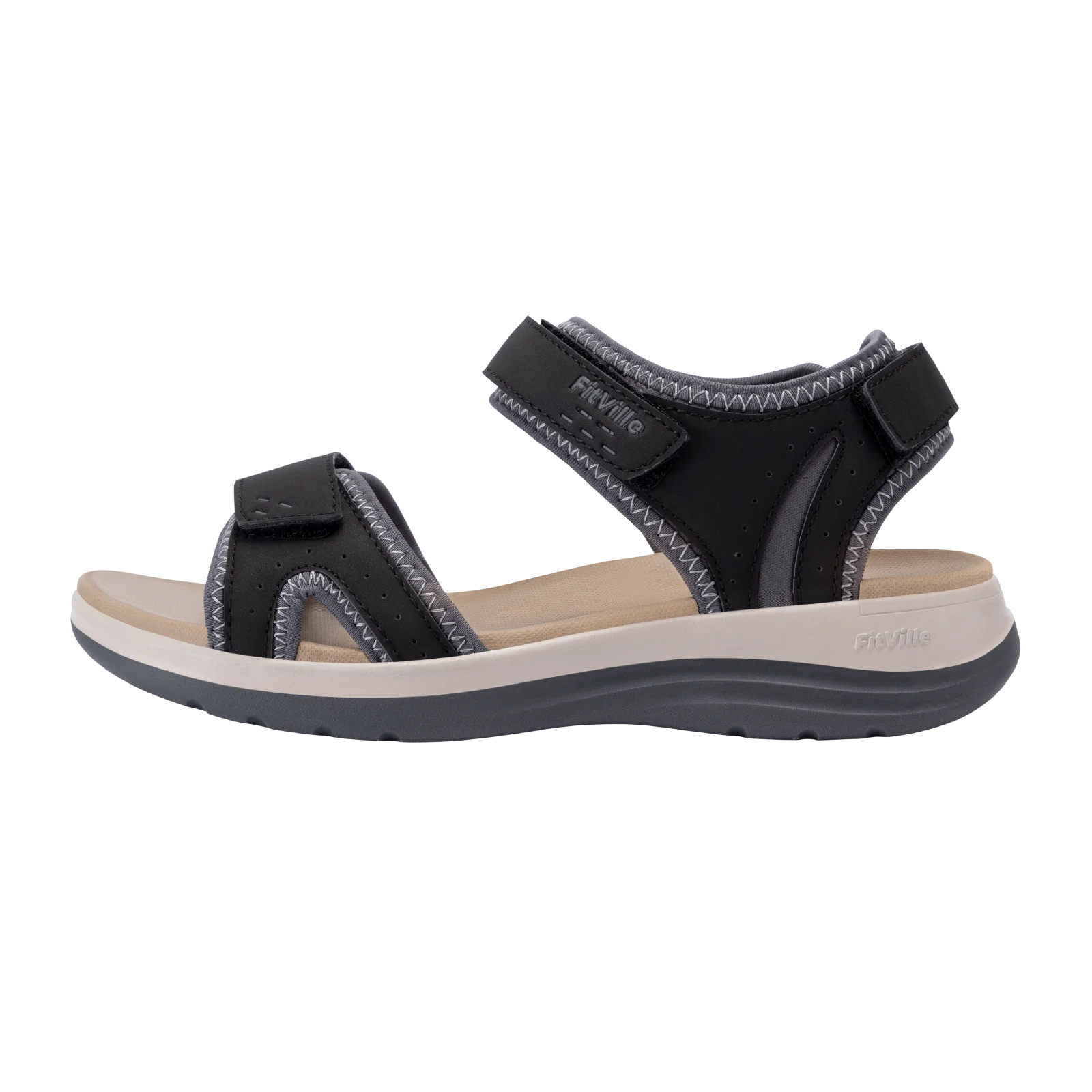 FitVille Women's Sandals Adjustable Ankle Strap for Swollen and Flat Feet Wide Arch Support Open Toe Orthopedic Sandals