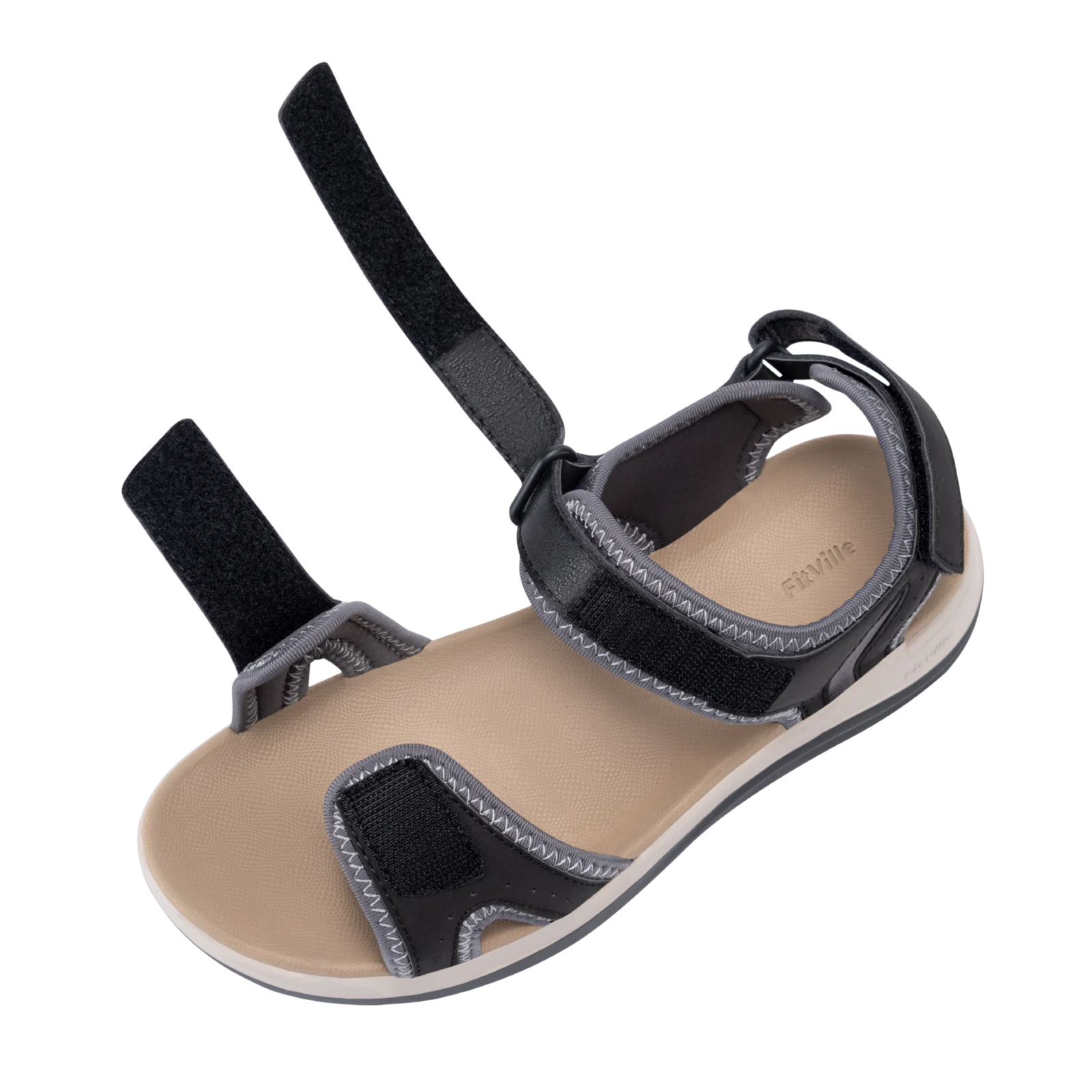 FitVille Women's Sandals Adjustable Ankle Strap for Swollen and Flat Feet Wide Arch Support Open Toe Orthopedic Sandals