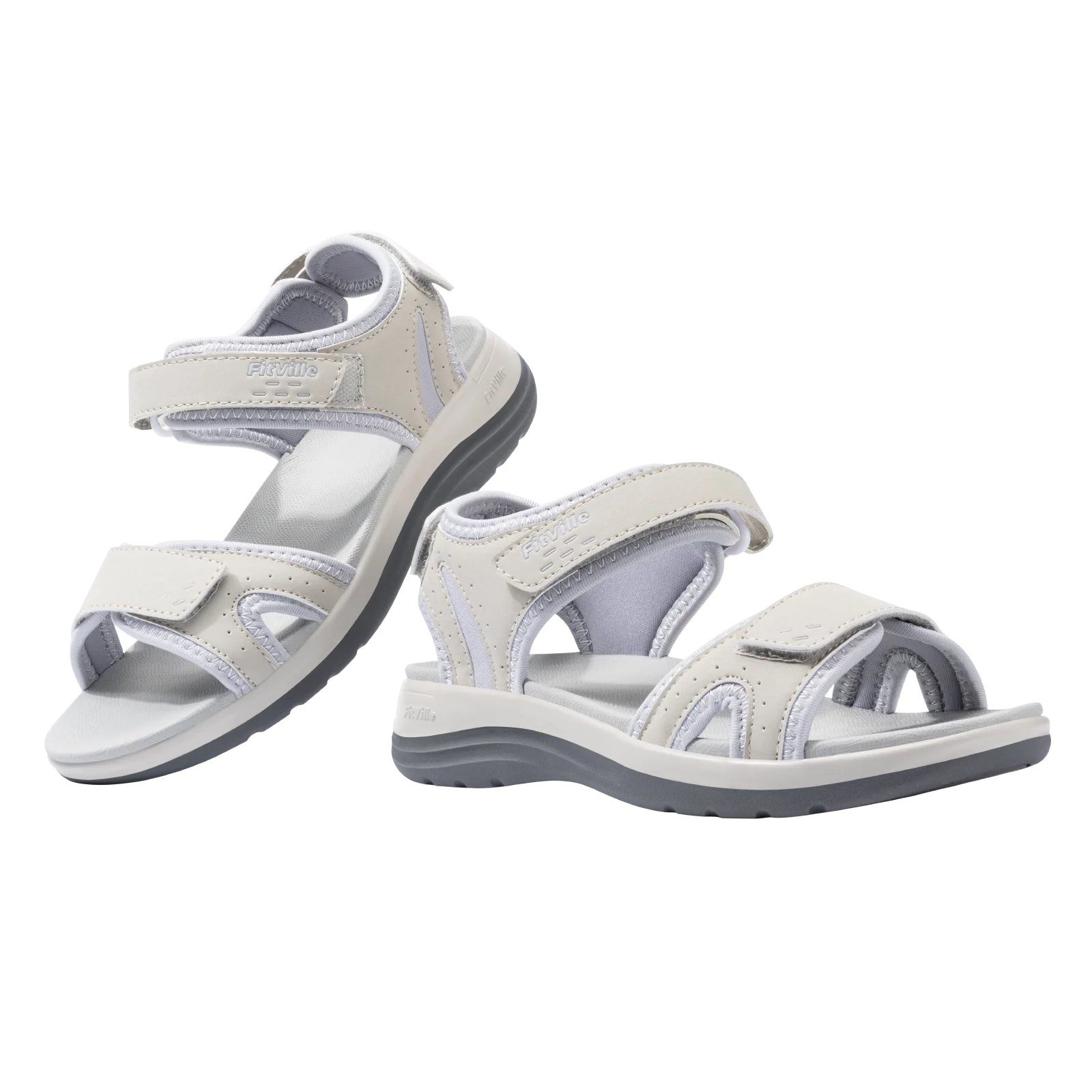 FitVille Women's Sandals Adjustable Ankle Strap for Swollen and Flat Feet Wide Arch Support Open Toe Orthopedic Sandals