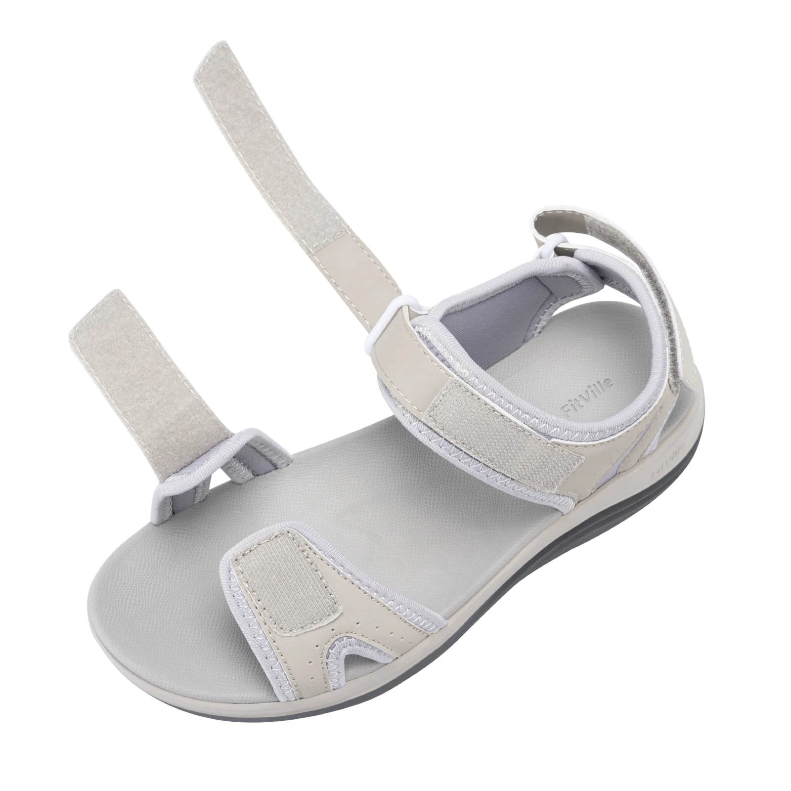 FitVille Women's Sandals Adjustable Ankle Strap for Swollen and Flat Feet Wide Arch Support Open Toe Orthopedic Sandals