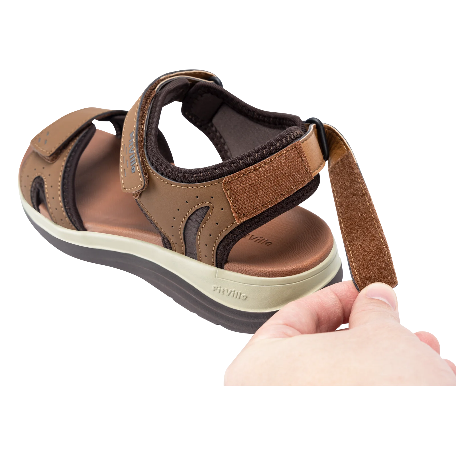 FitVille Women's Sandals Adjustable Ankle Strap for Swollen and Flat Feet Wide Arch Support Open Toe Orthopedic Sandals