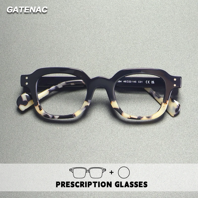 Gatenac Acetate Reading Glasses Handmade Photochromic Anti Blue Light Prescription Glasses Frame Men Progressive Myopia Eyewear
