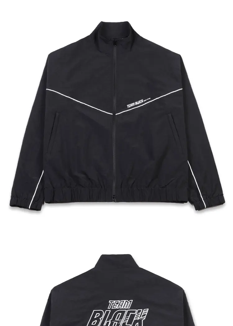 Jinx Team Black Jacket Unisex Windbreaker Sports Coat Men Women Loose Track Activewear Long Sleeve Top Embroidery Y2k Outerwears