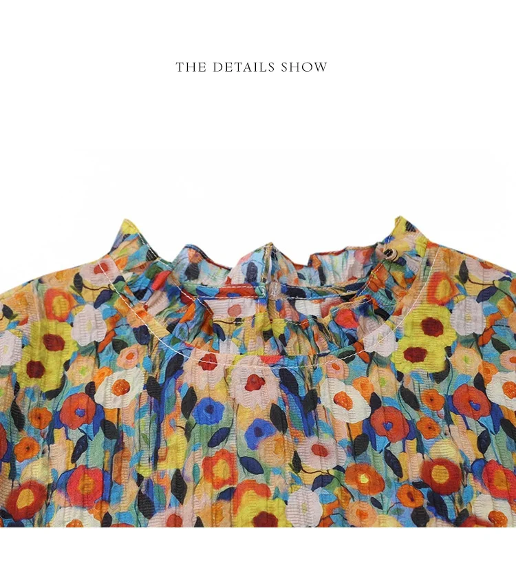 LOUIS YAO Floral Shirt 2026 Summer Women's Blouse French Style O Neck Short Sleeve Elegant Blouses Pullover Top